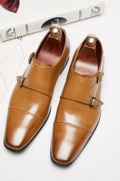 Sapatos de couro deslizantes de couro masculino preto