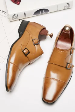 Sapatos de couro deslizantes de couro masculino preto