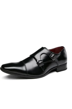 Sapatos de couro deslizantes de couro masculino preto