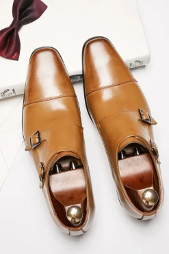 Sapatos de couro deslizantes de couro masculino preto