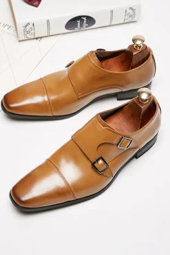 Sapatos de couro deslizantes de couro masculino preto