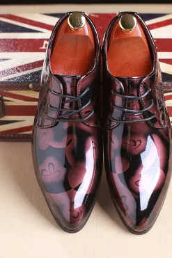 Sapatos de festa de couro masculino de Jacquard marrom