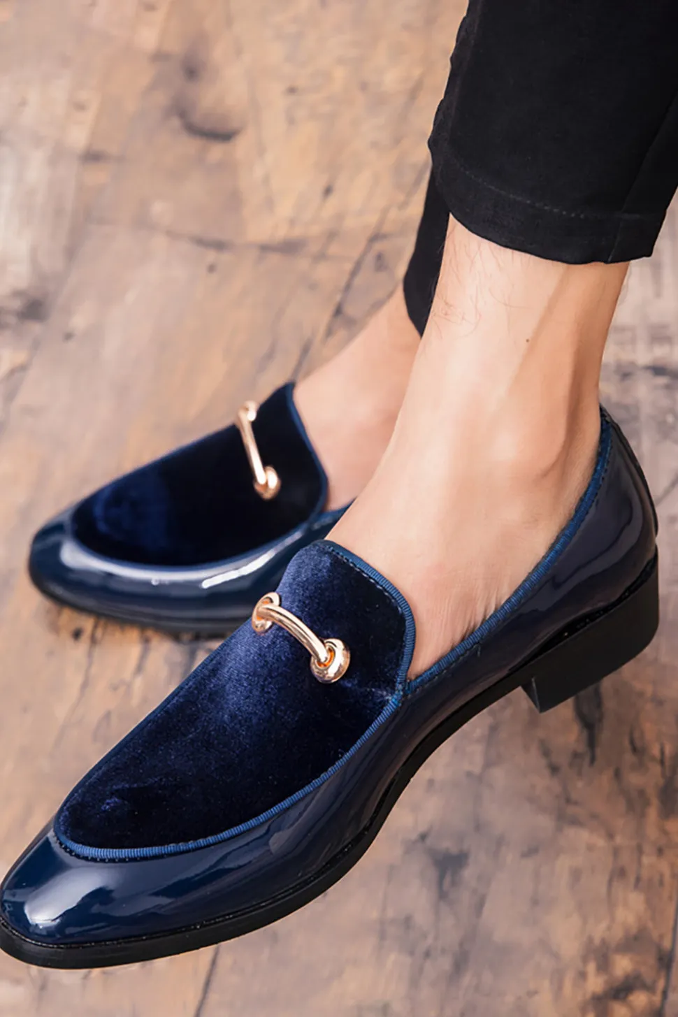 Sapatos de homens casuais de couro preto