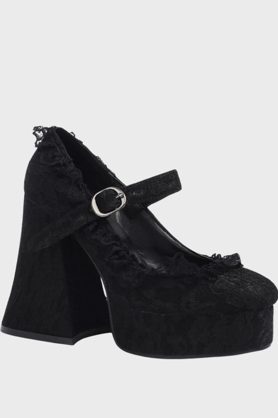 Sapatos de salto de bloco de plataforma de dedo fechado preto