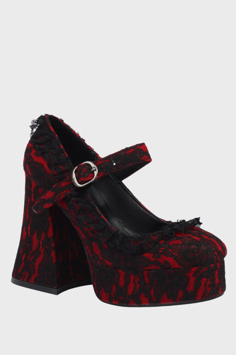 Sapatos de salto de bloco de plataforma de dedo fechado preto