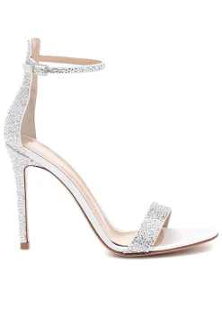 Sapatos de sandália de salto alto de prata