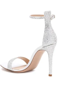 Sapatos de sandália de salto alto de prata
