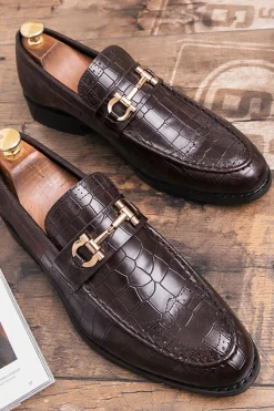Sapatos masculinos de monge de couro preto escorregadio