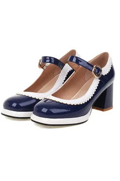 Sapatos pretos do toe round com correia ajustável