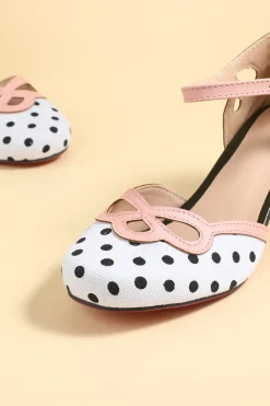 Sapatos retro de tira preta branca