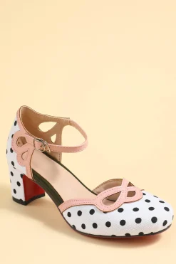 Sapatos retro de tira preta branca