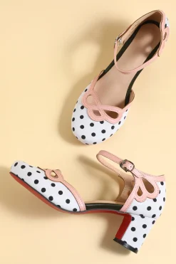 Sapatos retro de tira preta branca