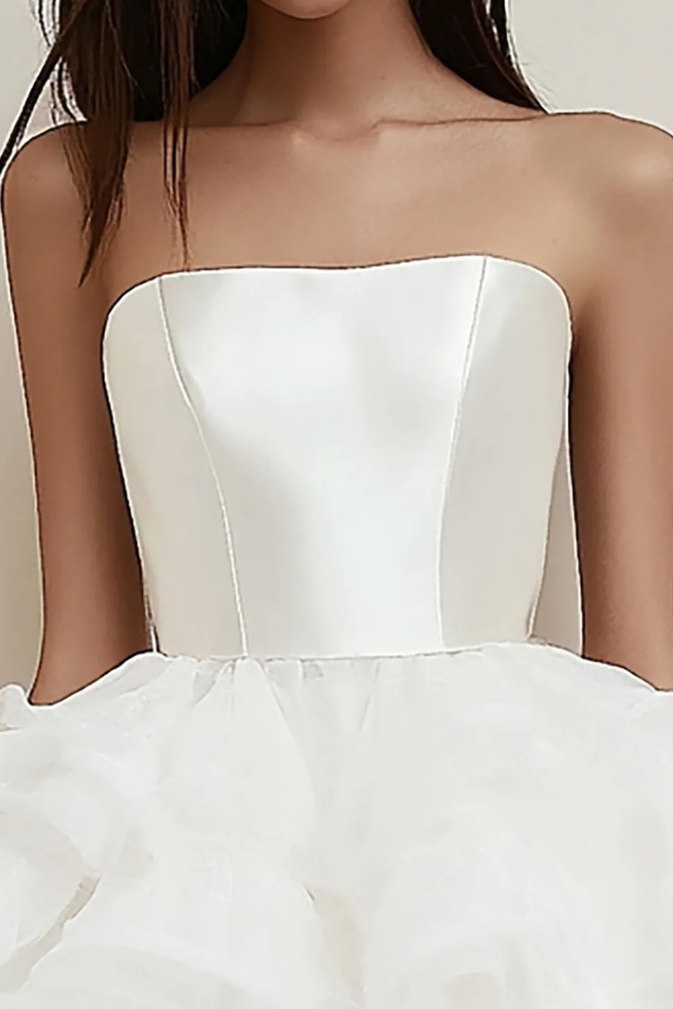 Sem Alças Babados Linha-A Curto/Mini Vestidinho Branco