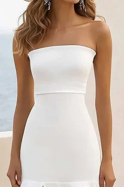 Sem Alças Cetim Banco Bainha Longos Vestidos de Noiva
