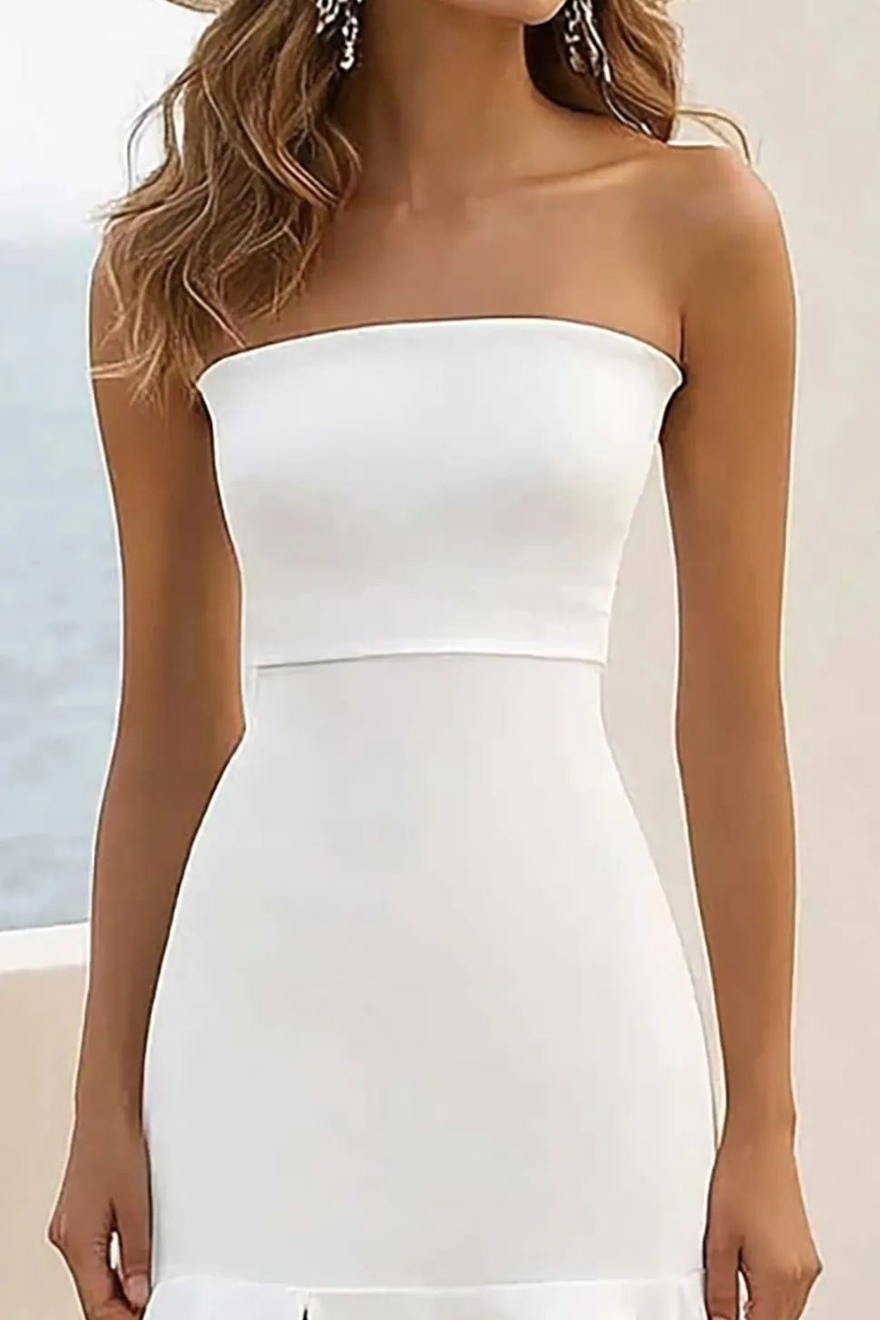 Sem Alças Cetim Banco Bainha Longos Vestidos de Noiva
