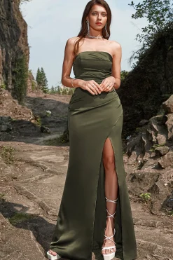 Sem Alças Olive Vestido Cerimónia