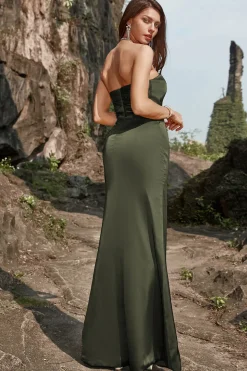 Sem Alças Olive Vestido Cerimónia