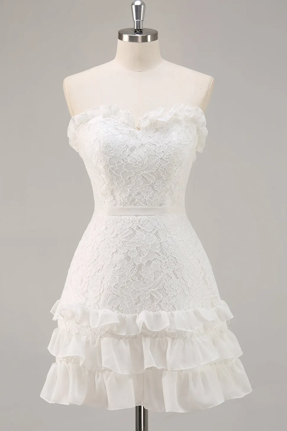 Sem Alças Renda Linha-A Mini Vestidinho Branco