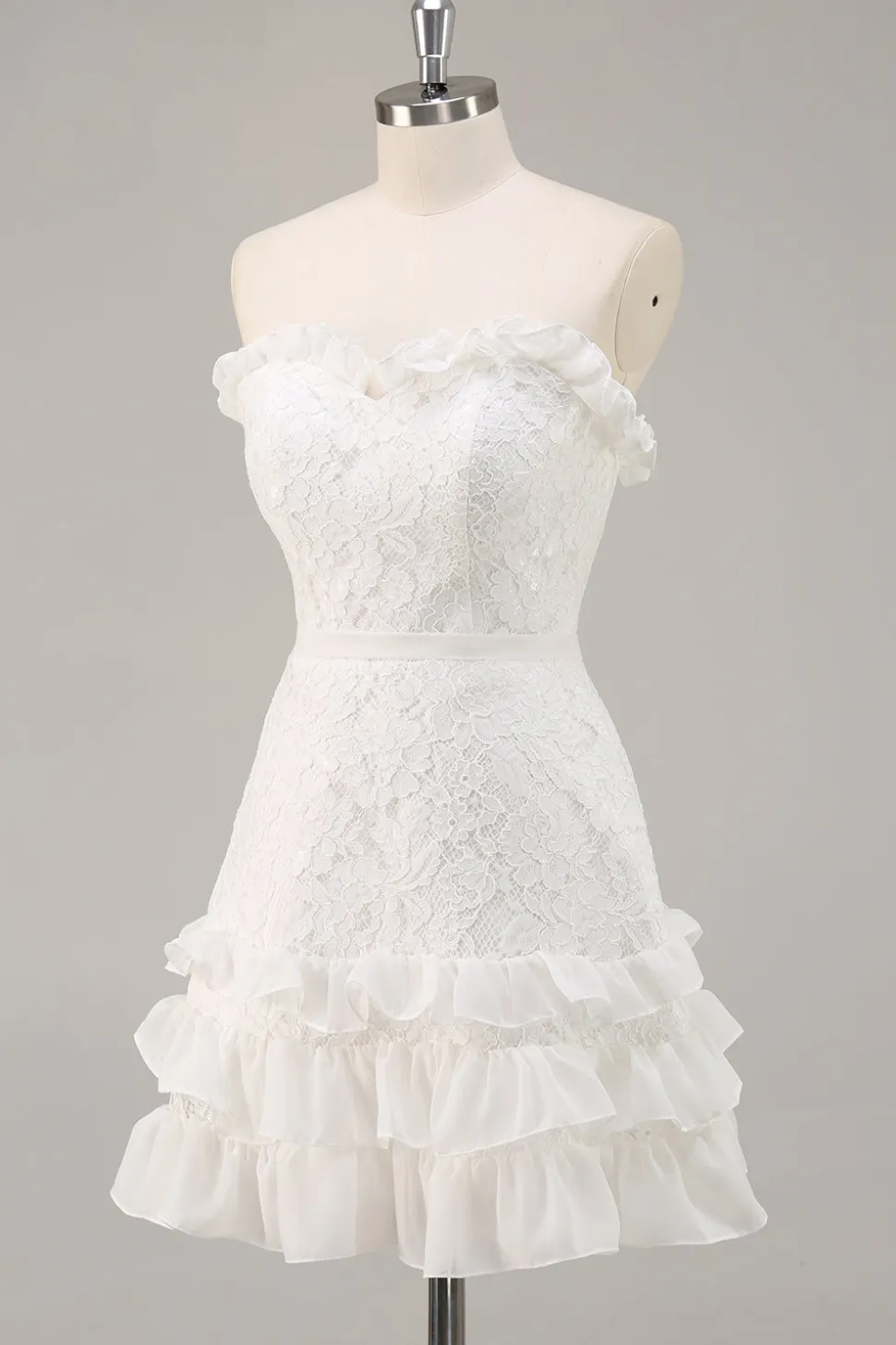 Sem Alças Renda Linha-A Mini Vestidinho Branco