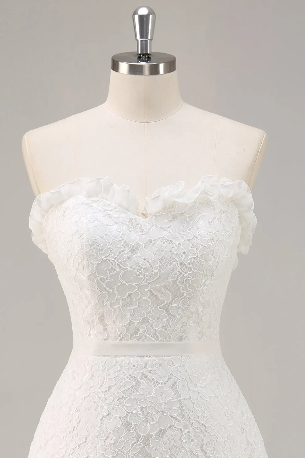 Sem Alças Renda Linha-A Mini Vestidinho Branco