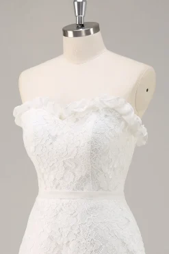 Sem Alças Renda Linha-A Mini Vestidinho Branco
