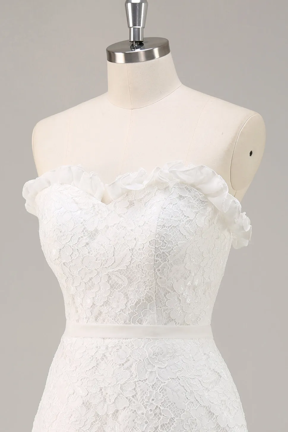 Sem Alças Renda Linha-A Mini Vestidinho Branco