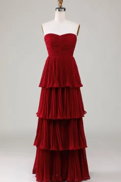 Sem Cintas Borgonha Vestido Dama de Honor