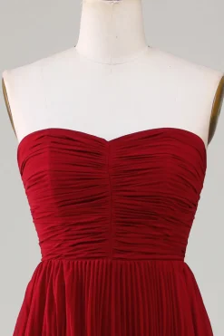 Sem Cintas Borgonha Vestido Dama de Honor