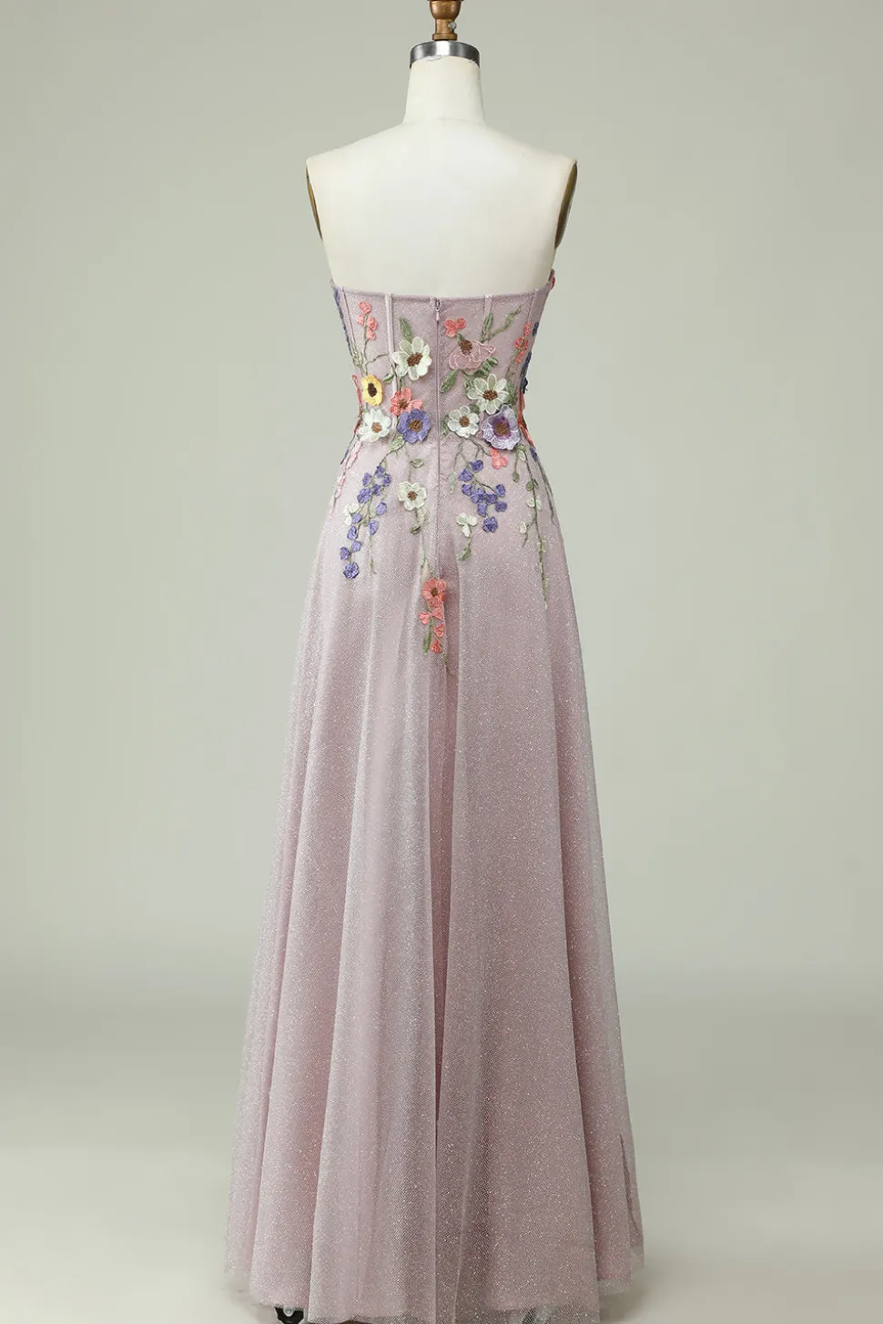 Sem Cintas Vestido de Baile A Line Flores 3D