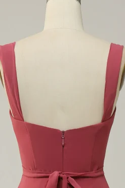 Sem Mangas Vestido Dama de Honra A Line