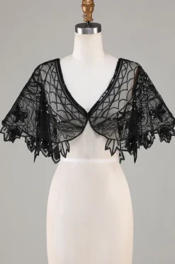 Sequins Black Glitter Cabo dos anos 1920 com Missangas