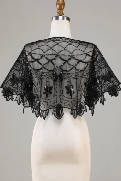 Sequins Black Glitter Cabo dos anos 1920 com Missangas