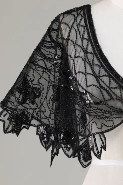 Sequins Black Glitter Cabo dos anos 1920 com Missangas