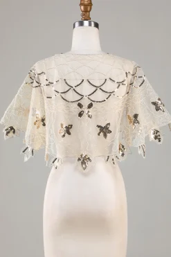 Sequins Black Glitter Cabo dos anos 1920 com Missangas