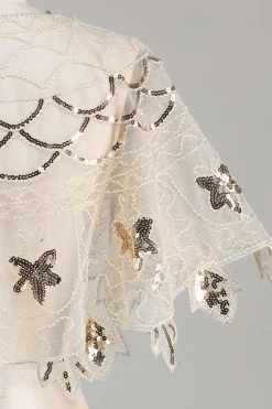 Sequins Black Glitter Cabo dos anos 1920 com Missangas