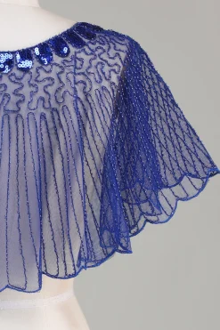 Sequins Black Glitter Cabo dos anos 1920 com frisado
