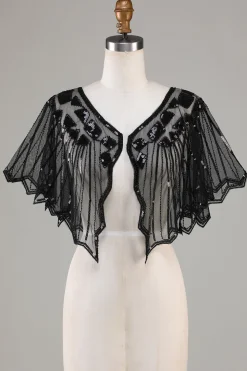 Sequins Black Glitter Cabo dos anos 1920 com Missangas