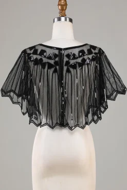 Sequins Black Glitter Cabo dos anos 1920 com Missangas