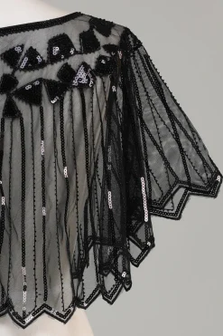 Sequins Black Glitter Cabo dos anos 1920 com Missangas