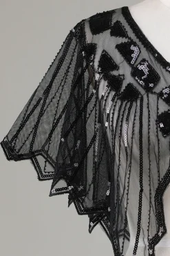 Sequins Black Glitter Cabo dos anos 1920 com Missangas