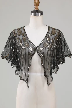 Sequins Black Glitter Cabo dos anos 1920 com Missangas