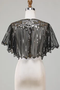Sequins Black Glitter Cabo dos anos 1920 com Missangas