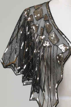 Sequins Black Glitter Cabo dos anos 1920 com Missangas