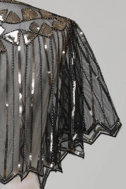 Sequins Black Glitter Cabo dos anos 1920 com Missangas