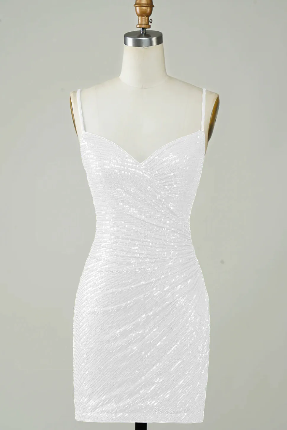 Sequins Bodycon Vestido Branco Pequeno