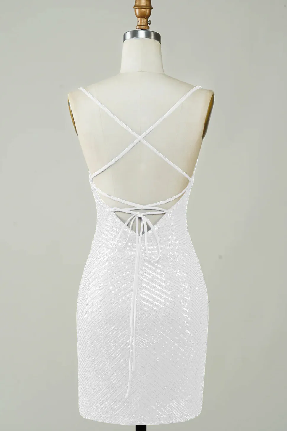 Sequins Bodycon Vestido Branco Pequeno