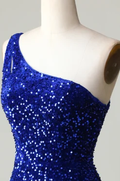 Sequins One-Shoulder Laranja Tight Beading Vestido Curto Homecoming