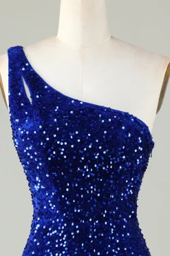 Sequins One-Shoulder Laranja Tight Beading Vestido Curto Homecoming