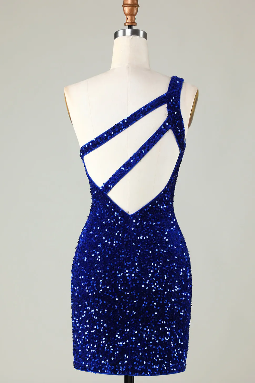 Sequins One-Shoulder Royal Blue Tight Beading Vestido Curto Homecoming