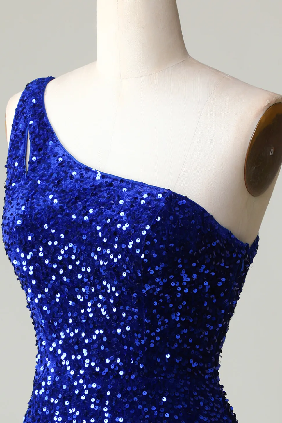 Sequins One-Shoulder Royal Blue Tight Beading Vestido Curto Homecoming